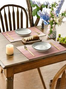 4pcs/6pcs Ombre Tablecloth, Modern Living Room & Dining Table Decor Placemats, Washable, Kitchen Table Mats, Heat Resistant & Stain Proof, Suitable For Home Party, Camping Outdoor Dining Table Decor, Coffee Table, Spring & Summer Home Decor - Baby Pink - View 6