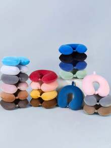 1个可调节柔软旅行颈枕，男女通用头部支撑垫，适用于飞机、汽车和居家休闲椅，旅行必备，助眠，适用于度假、露营、办公、露营装备 - 彩色 - 查看 9