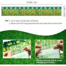 Mega-L St Patricks Day Decorations 2 Pack 39Ft Foil Fringe Garland Tinsel Banner, Green Gold Shamrock Pattern Metallic Hanging Backdrop Streamers Table Skirts For Birthday Party Parade Float Golf Cart - 2 Pack - View 2