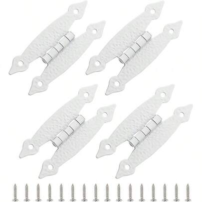 4 Pcs White Flush H - Hinges, Antique H - Shape Hinges Cabinet Shutter Cupboard