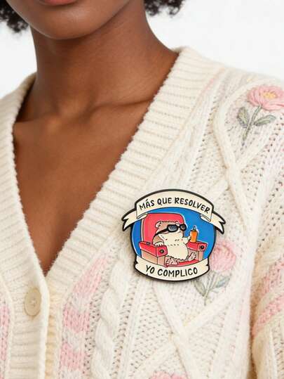 1 pieza Broche de hámster de dibujos animados Alfileres esmaltados Humor divertido Broches españoles Insignia de solapa Joyería Regalo para amigo