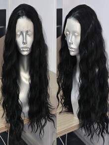 长款金棕色渐变假发，长卷曲波浪合成蕾丝前假发，中分，13X4，蓬松深波浪灰金色假发，女士款 - 彩色 - 查看 13