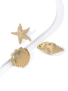 Starfish & Shell Hair Clips, Ocean Holiday Style Hair Accessories, Side Clip Bangs Clip, Flat Claw Hair Clips - Multicolor - View 5