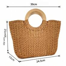Summer Fashion 2025 Handmade Braided Summer Bag Natural Fiber Hands Are Warm, Comfortable And Sturdy Summer Travel Waterproof Leakage Protection Durable And Wear-Resistant Centenary - Màu Khaki - Xem 9