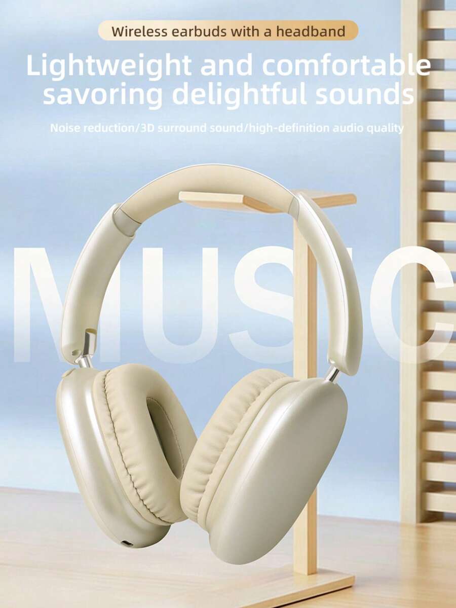 升级版高品质无线耳机，轻巧可折叠，内置麦克风，兼容3.5mm音频线，立体声，适用于笔记本电脑、智能手机、iOS无线游戏，圣诞礼物 - 查看 1