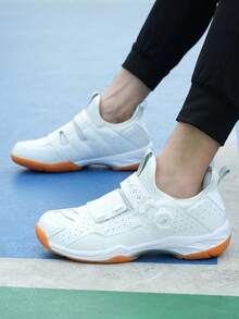 男士羽毛球鞋，旋钮式鞋带，碳纤维板支撑，超轻透气防滑，专业羽毛球比赛及训练鞋，网球鞋 - 白色 - 查看 4