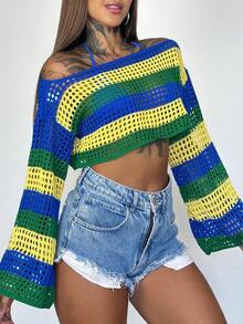 Brazil World Cup Knit Blouse, Sporty Look, Brazil - 藍色巴西 - 查看 4