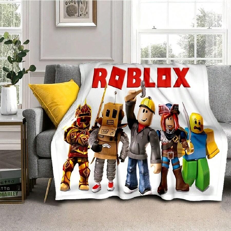 3D R Robloxs Cartoon Game Blanket,Soft Throw Blanket For Home Bedroom Bed Sofa Picnic Travel Office Cover Blanket Gift 5 - trắng - Xem 1