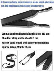 1pc Black Waterproof Sponge DSLR Camera Halter, Anti-Slip Elastic Shock-Absorbing Camera Strap - View 2
