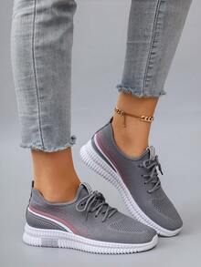 STEPREACH Spring New Women Sports Shoes, Fashionable Breathable Lightweight Non-Slip Casual Sneakers, Flat Loafers,Trainers Women - Grey - View 5