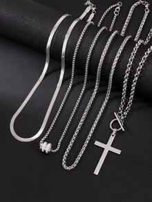 4pcs Stainless Steel Stylish Jewelry Set, Suitable For Daily Wear And Parties - Silver - View 1