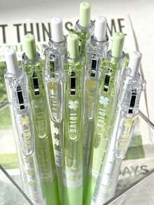4pcs Fresh Clover Push-Button Neutral Pens, 0.5mm Ink, High-Quality Student Exam Quick-Drying Pens - Four Leaf Clover - View 8