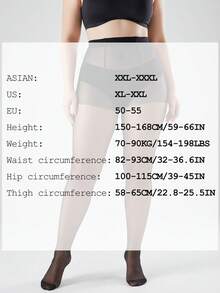 1pc Plus Size 2XL-3XL Women's Black Stockings, High Waist Tight Fit, Suitable For Daily Wear, Commuting, Holiday Parties - Black - View 3