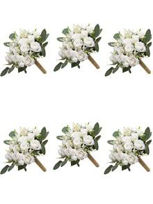 象牙色人造花束，伴娘花束，婚礼仪式，派对，周年纪念，餐桌中心装饰 - 彩色 - 查看 4