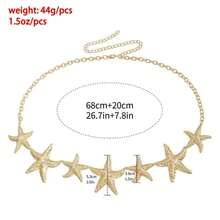 Starfish Flower Waist Chain Pearl Accessories Bohemian Versatile Belt Women's Dress High-End Dress With Waistband Metal Retro - Gold - View 10