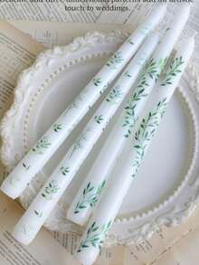 2 piezas/Set, Dos velas con patrón floral, Velas de escritorio de 25 cm con patrón vintage, Velas de pilar con flores chinas, Regalo para el Día de la Madre, Decoración para fiesta de boda, Velas para ambiente festivo, Adecuadas para boda, cena, decoración del hogar, fiesta, decoración de mesa de comedor - Multicolor - Ver 7