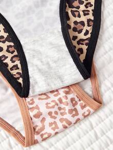 2SETS Of Women's Leopard-Print, Sexy, Open-Work, French-Style Bra And Panty Set, Comfortable And Feature No Steel Underwire. The Top Features A Strap-Style Top With Printed Letter Patterns, A Visually Appealing Design On The Back, Breast Padding, Sporty-Style Bra, And A Soft Cup Leopard-Print Set Of Undergarments. - Multicolor - View 6