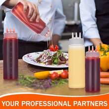 3个/套 350毫升/11.8盎司 多孔挤压瓶，适用于餐厅分装番茄酱、芥末酱、糖浆、烧烤酱，手工厨房艺术喷雾瓶 - 彩色 - 查看 1