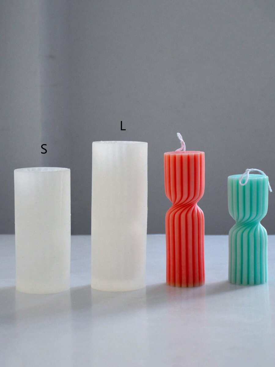 1pc Round Spiral Striped Column Silicone Mold For DIY - White - View 1