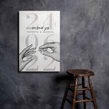1pc Framed Canvas Wall Art - Wedding Hand-In-Hand Design, Minimalist Black And White Art Poster For Home Decor, Perfect Gift For Weddings, Canvas Wall Art - Framed - View 9