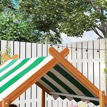 Outsunny Arenero para Niños de Madera, Arenero Infantil en Forma de Casa con 2 Asientos, Toldo, 6 Banderines, 2 Bandejas Extraíbles, Grifo y Pizarra, para Patio, Jardín, 124x116x146 cm, Naranja - Naranja - Ver 9