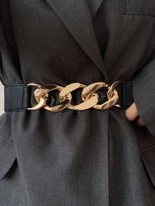1pc Women's Dark Renaissance Halloween Accessory Fashion Braided Waist Belt, Suitable For Halloween Party Or Daily Wear - Gold - View 2