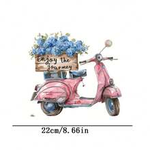 1张/2张/3张小花朵汽车热转印贴纸，渐变蓝紫色图案，适用于T恤、牛仔裤、毛衣、手提包、枕头、靠垫等。 - L+S - 查看 3