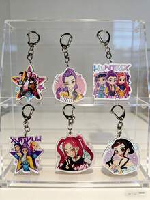6pcs K-Pop Girl Group Acrylic Keychain Accessories - Cute Charms, Suitable As Easter, Valentine's Day, New Year Gifts, Fan Collectibles, Daily Wear - Multicolor - View 1