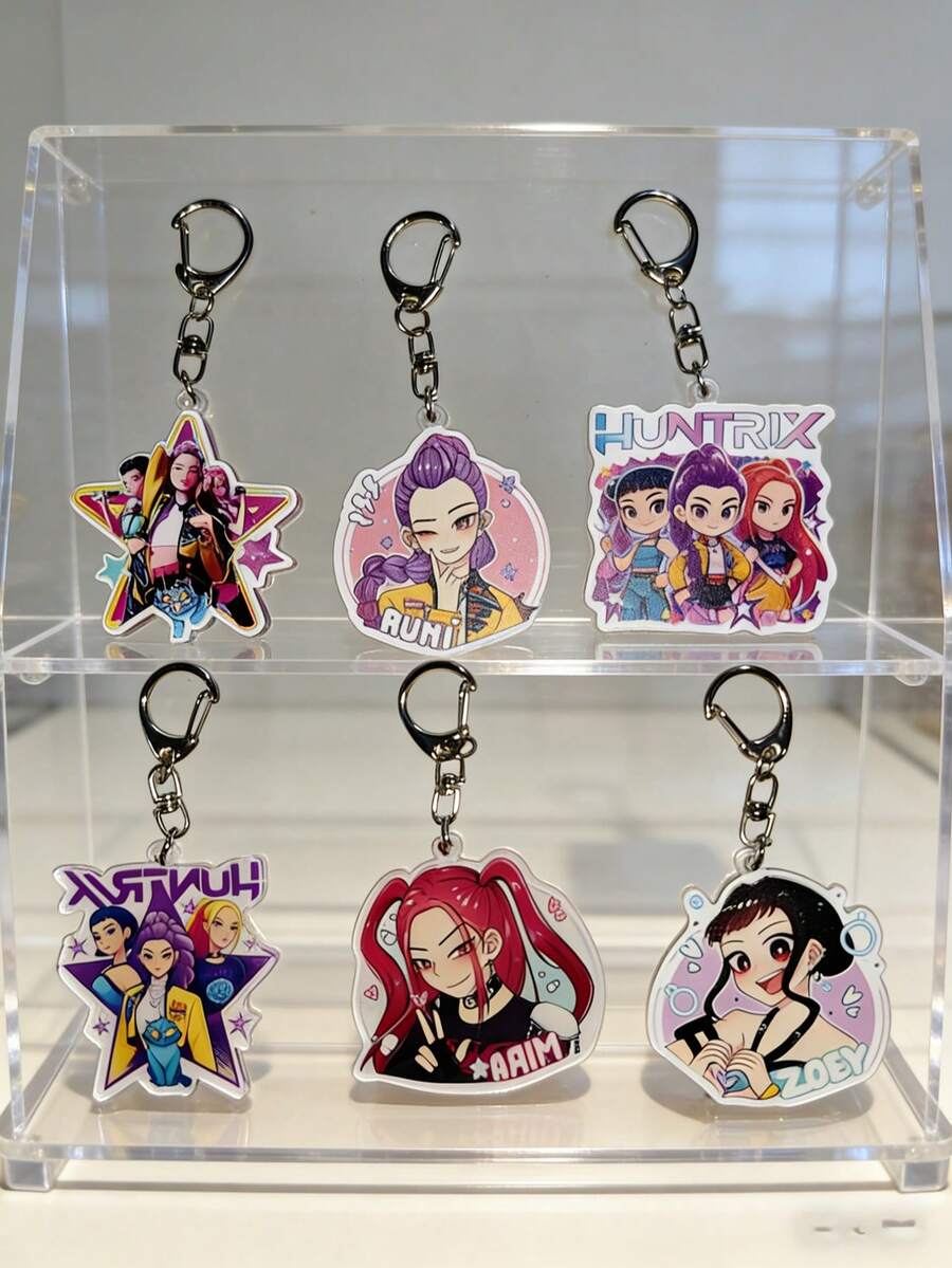 6pcs K-Pop Girl Group Acrylic Keychain Accessories - Cute Charms, Suitable As Easter, Valentine's Day, New Year Gifts, Fan Collectibles, Daily Wear - Multicolor - View 1
