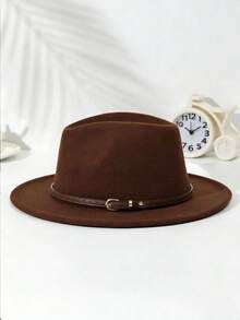 1 chiếc mũ nỉ mềm kiểu Bohemian, mũ Panama phong cách Jazz, mũ cao bồi miền Tây, thích hợp để đội hàng ngày. - mũ đội đầu - Xem 2