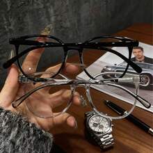 2副男女通用复古经典圆框铆钉透明塑料眼镜 - 黑色灰色-2副 - 查看 2
