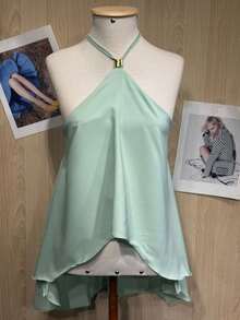 Women's Blouse With Asymmetrical Design For A Modern And Elegant Style - Mint Green - View 1