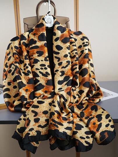 1pc Women's Silk Scarf 85*180CM, Luxury Printed Neckerchief, Outdoor Long Shawl, Fashion Headscarf, Versatile Wrap, New Design