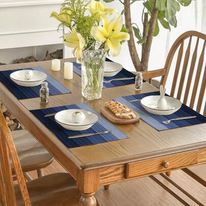 Bộ 4/6 khăn trải bàn ombre, khăn trải bàn trang trí phòng khách và phòng ăn hiện đại, có thể giặt, thảm trải bàn nhà bếp, chịu nhiệt và chống bám bẩn, thích hợp cho tiệc tại nhà, cắm trại, trang trí bàn ăn ngoài trời, bàn cà phê, trang trí nhà cửa mùa xuân và mùa hè.