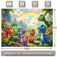 1 Party Banner With Various Cartoon Dinosaur Patterns, Suitable For Background Decoration And Photo Props. Polyester Material, Can Be Used For Home Room And Wall Decoration, As Well As Party Background And Banners, Various Scenes And Sizes To Choose From. - C - View 2