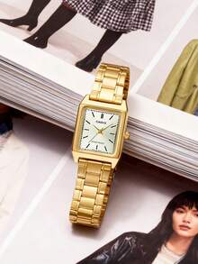 Casio Đồng hồ đeo tay nữ, dòng DRESS, phong cách công sở tối giản thanh lịch, máy quartz, dây đeo thép không gỉ, kiểu dáng Nhật Bản/Hàn Quốc, mặt số trắng. - trắng - Xem 6