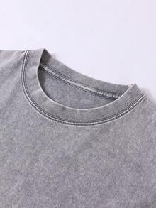 Men's Printed Vintage Washed Vest, Loose Fit, Casual Street Style, A Must-Have Item For Street Wear And The Gym. - Màu Xám nhạt - Xem 2