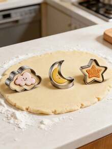 3pcs/Set Moon, Star & Cloud Cookie Cutter Baking Tools, Creative Cartoon Biscuit Mold Set, Specialized Baking Mold Accessories - View 5