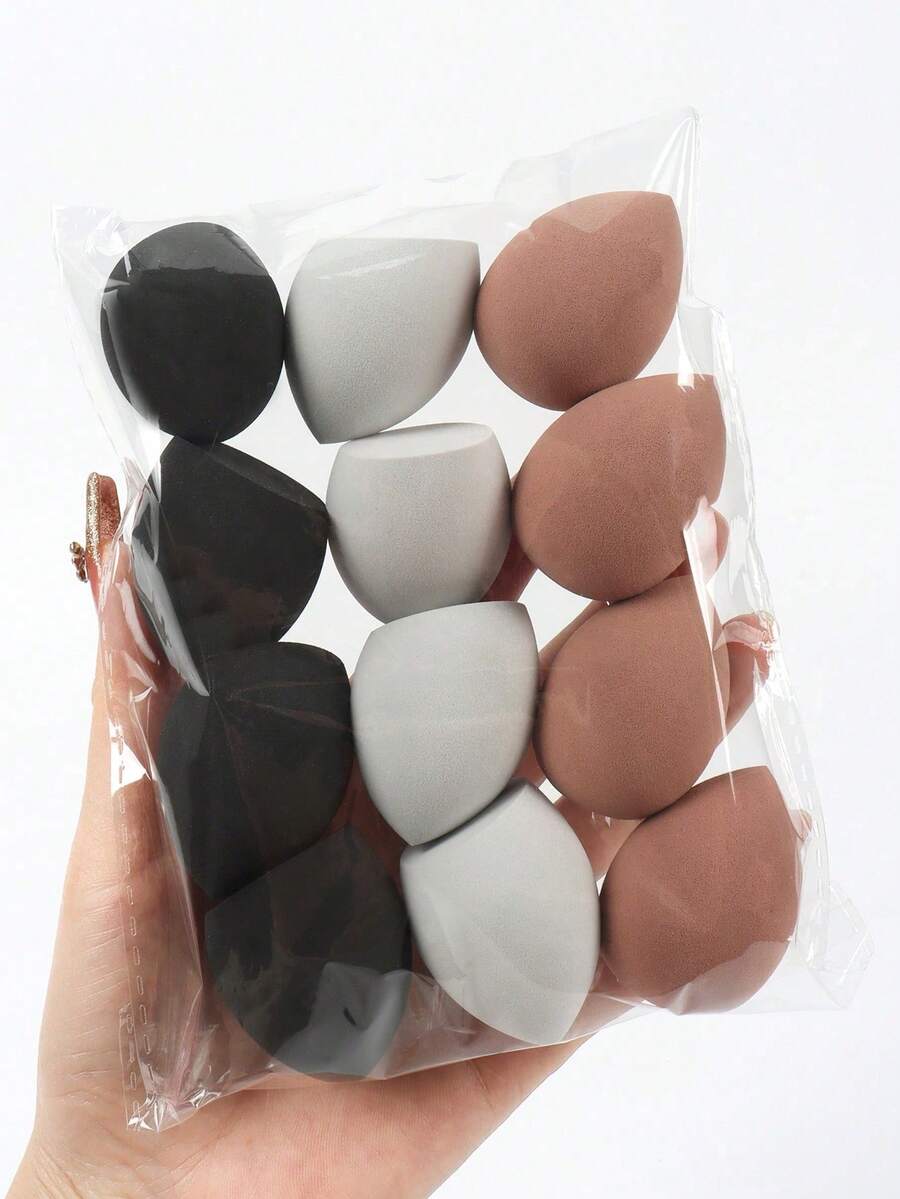 12 piezas de esponjas de maquillaje absorbentes - Esponjas cosméticas de poliuretano sin látex aptas para base líquida, en crema y en polvo - Disponibles en varios colores - Multicolor - Ver 1