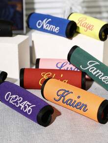 Custom Name Luggage Handle Wrap, Personalized Suitcase Handle Wraps With Text, Customized Stroller Identifier, Customizable Luggage Wraps For Suitcase, 14x15cm, Orange/Red/Blue/Yellow/Rose Red/Black/Green, Luggage Wrap, Mother'S Day Gift, Easter Gift, Valentine'S Day Gift, Birthday Gift - Multicolor - View 9