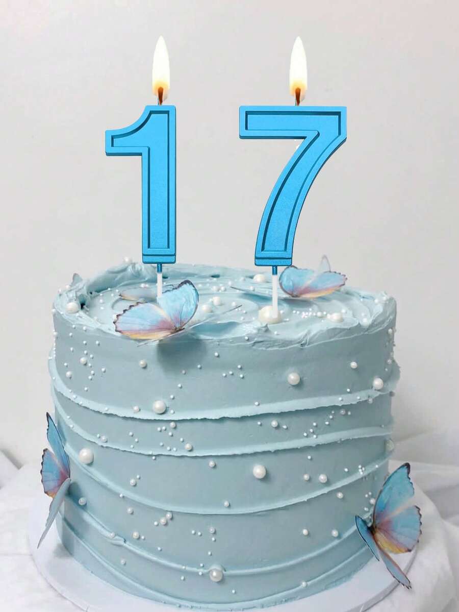 7厘米蓝色凸起数字0-9生日派对周年纪念蛋糕装饰蜡烛 - 查看 1