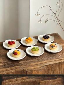 4件/6件套优雅甜点盘，早餐糕点托盘，塑料防裂蛋糕架，时尚大理石纹理甜点盘，适用于下午茶、早餐、甜点 - 查看 2