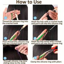 接发工具套装，500颗硅胶内衬微珠，1把钳子，1个穿线器，1个钩针，10个弯发夹，5个发卡，5卷缝纫线，1包橡皮筋和1个收纳盒，初学者接发入门套装。 - 查看 8