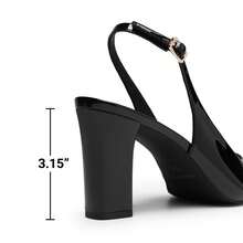 Women's Slingback Pumps, Chunky Block Heel Pointed Toe Dress Shoes Comfortable Business Office Heels - 蒙特內哥羅 - 查看 9