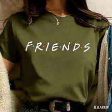 Refreshing SummerFashion Friends TV Show Funny Cartoon T Shirt Women Graphic Best Friends Harajuku T-Shirt Korean Style Tshirt Top Female2025 - 軍綠色 - 查看 1