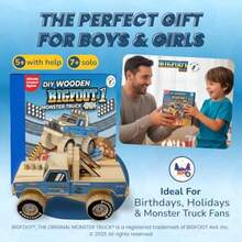 DIY Bigfoot 1 Monster Truck Wooden Kit W/Stickers Small 5 - Officially Licensed Building Kit - Wood Building Kits For Stem Toys For Ages 5-8 Years - Arts Crafts Kits For - As Pic - View 7