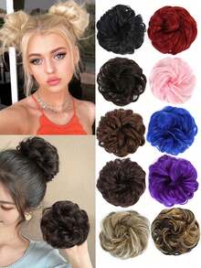 6 Inch Fluffy Bun Wig, With Elastic Hair Band, High Temperature Fiber, Suitable For All Occasions - Multicolor - View 2