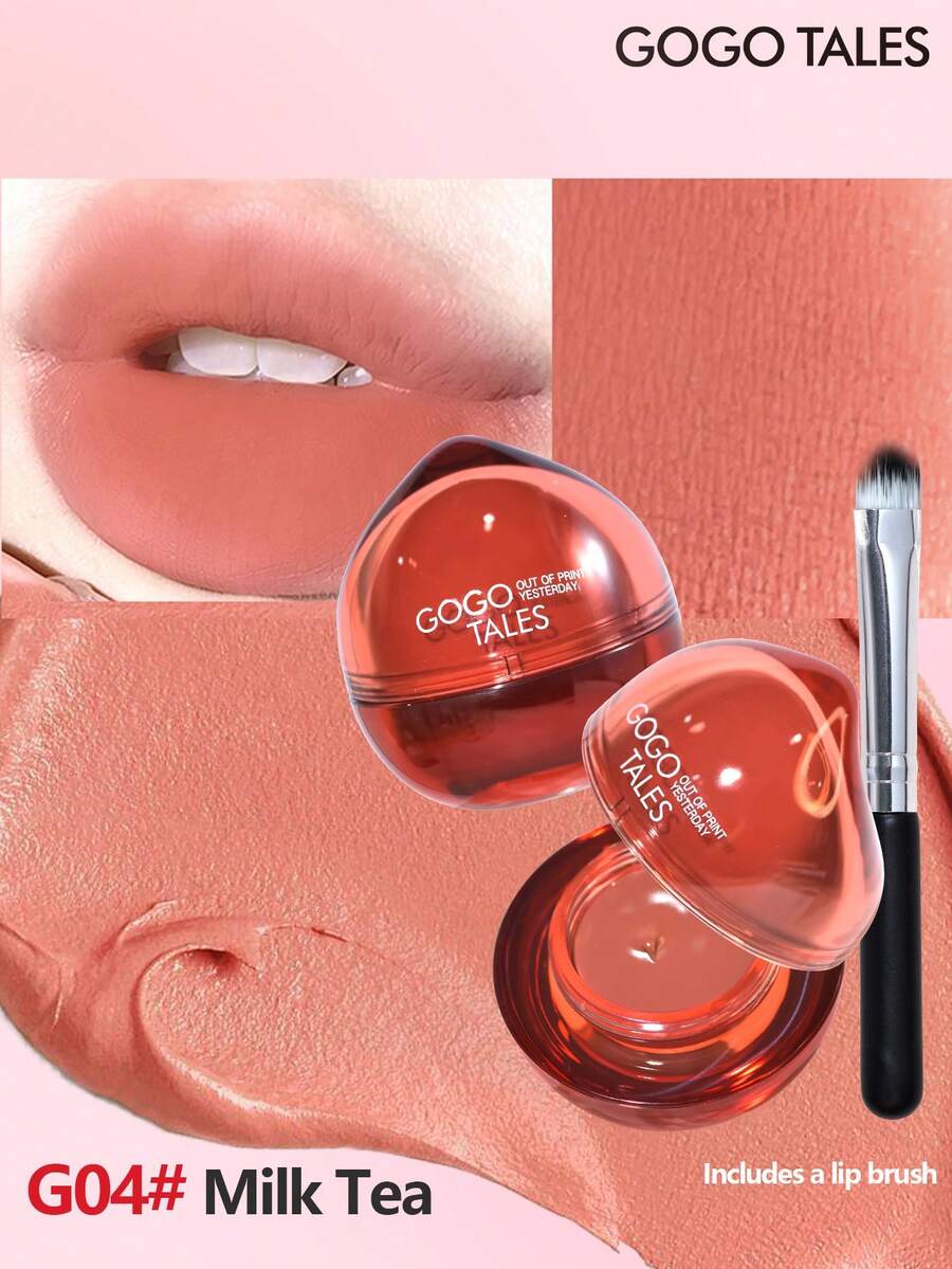 GOGO TALES GOGOTALES 三合一唇泥、腮红和眼影，滋润哑光质地，丝绒哑光唇彩和唇泥，低饱和度裸妆唇膏 - G04# Milk Tea - 查看 1