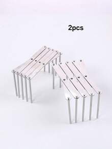 1/2 Pcs Multi-Function Pot Lid Holder, Glass Cup Rack, Flexible Plate Rack, Kitchen Storage Organizer - Silver - View 9