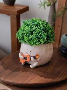 Cute Resin Smiling Face Succulent Plant Pot - Indoor Outdoor Greenhouse Shelf Desktop Decor Small Plant Pot Charming Home Garden Decor Pot - C - View 10